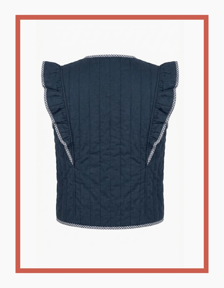 Aster Padded Frill Gilet - Dark Navy