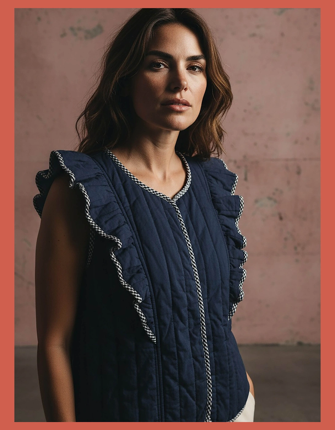 Aster Padded Frill Gilet - Dark Navy