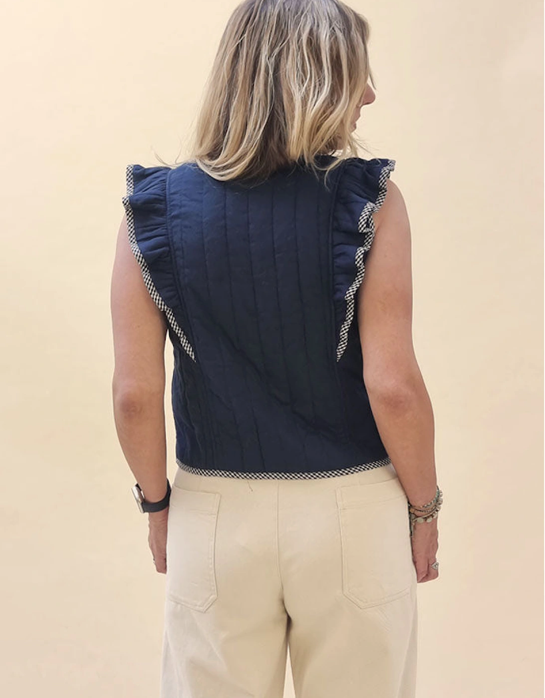 Aster Padded Frill Gilet - Dark Navy