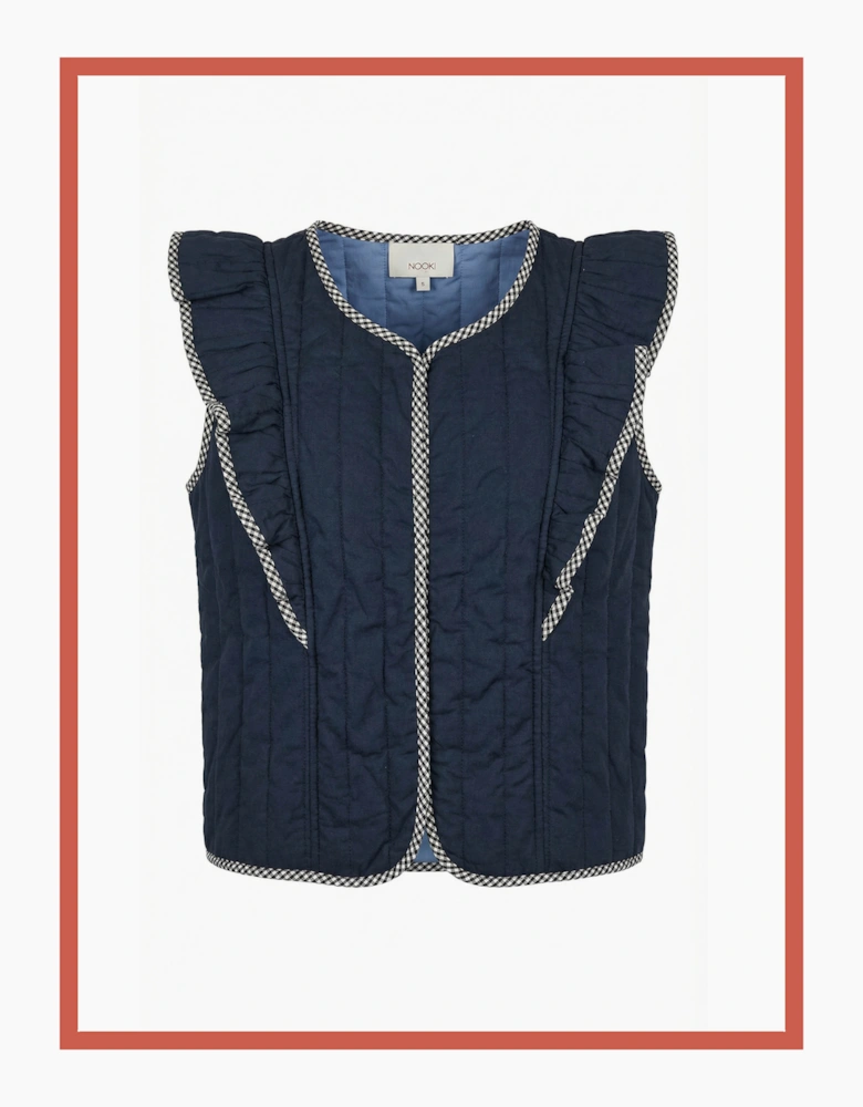 Aster Padded Frill Gilet - Dark Navy