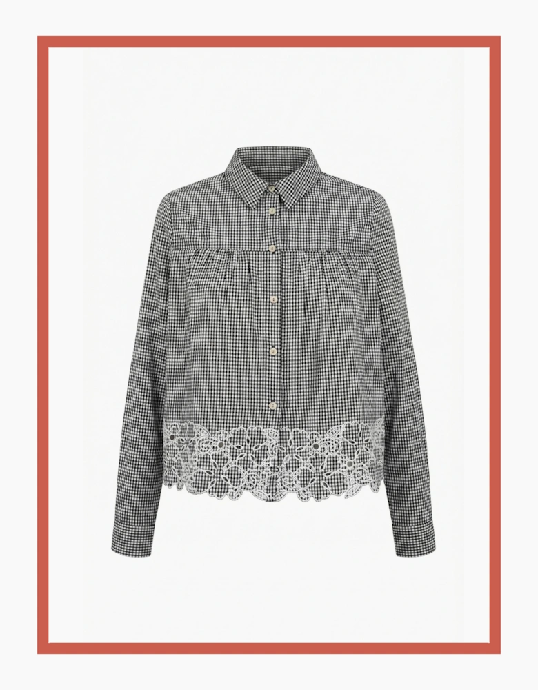 Koren Embroidered Blouse In Black Gingham