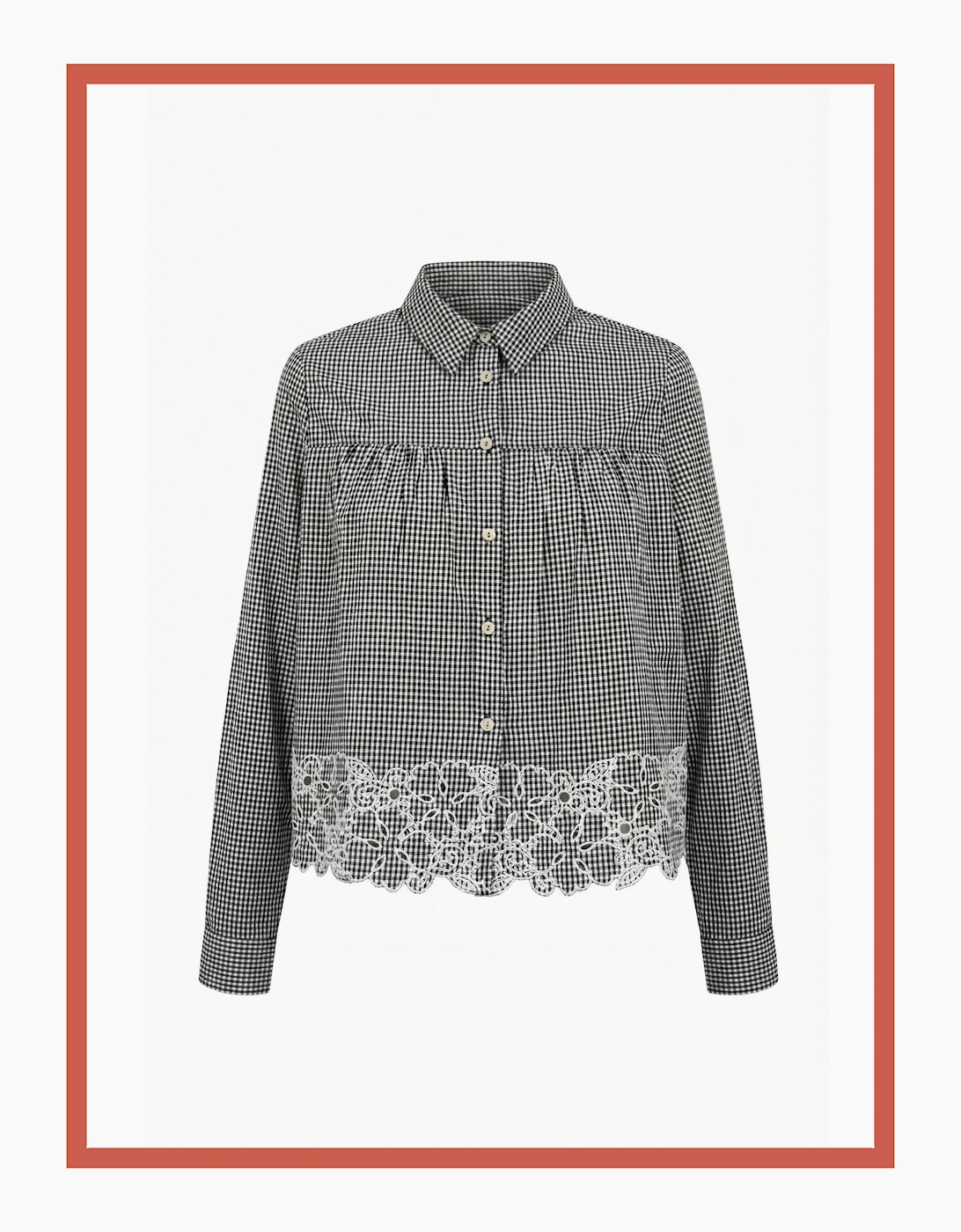 Koren Embroidered Blouse In Black Gingham