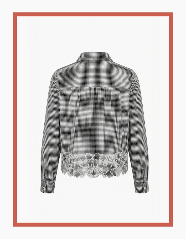 Koren Embroidered Blouse In Black Gingham