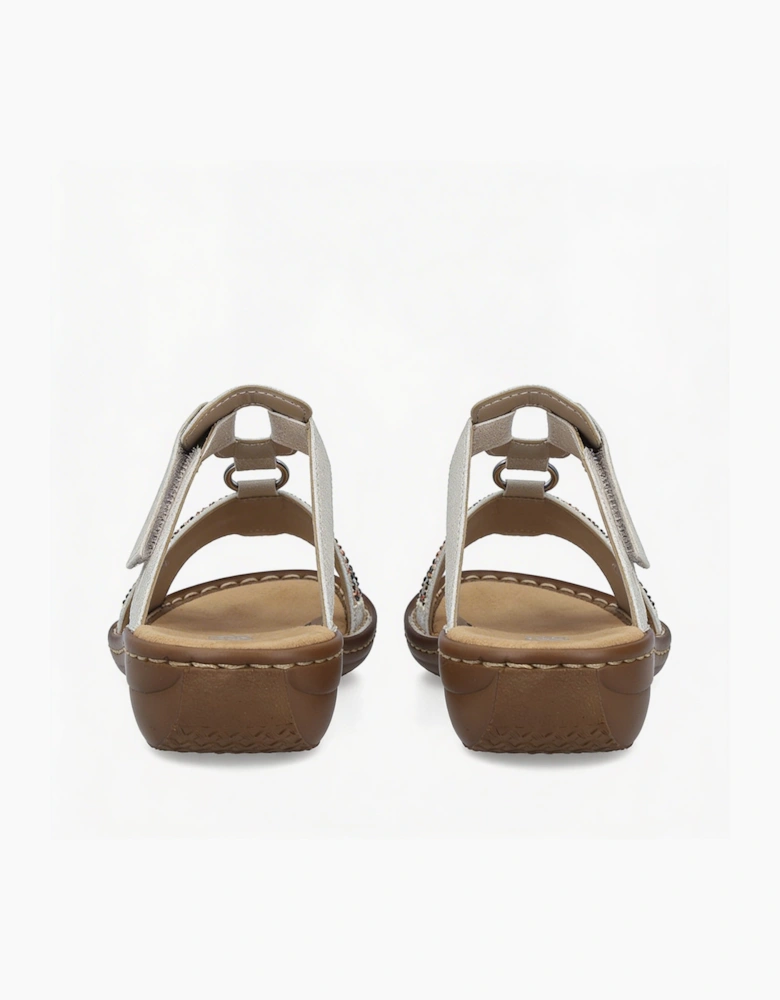 Rieker 608K2-40 Womens Ankle Strap Sandals Silver
