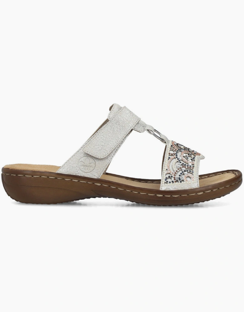 Rieker 608K2-40 Womens Ankle Strap Sandals Silver