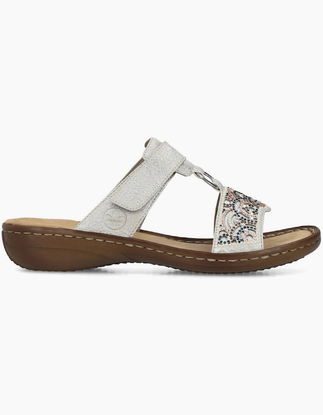 Women's Rieker 608K2-40 Womens Ankle Strap Sandals Silver - Size, 6