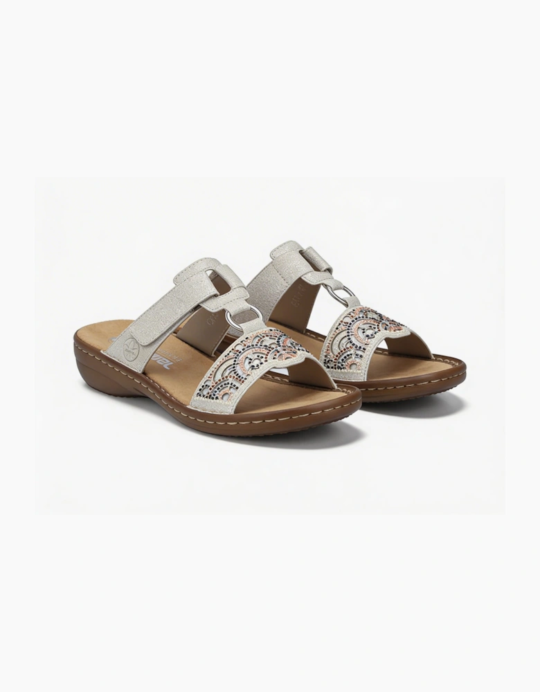 Rieker 608K2-40 Womens Ankle Strap Sandals Silver