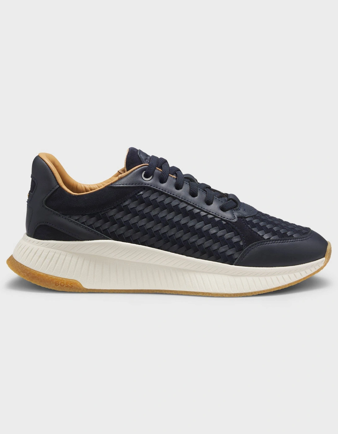 BOSS Orange TTNM EVO Mens Trainers with Woven uppers and Suede Trims - Dark Blue 401