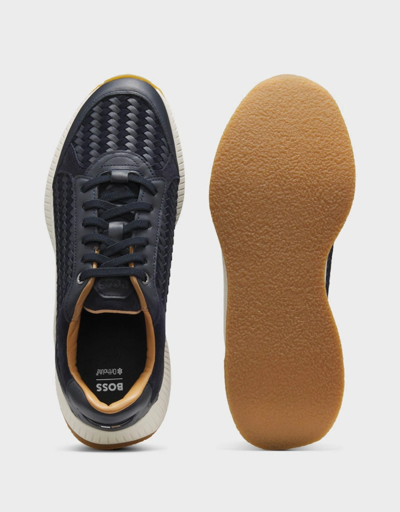 BOSS Orange TTNM EVO Mens Trainers with Woven uppers and Suede Trims - Dark Blue 401