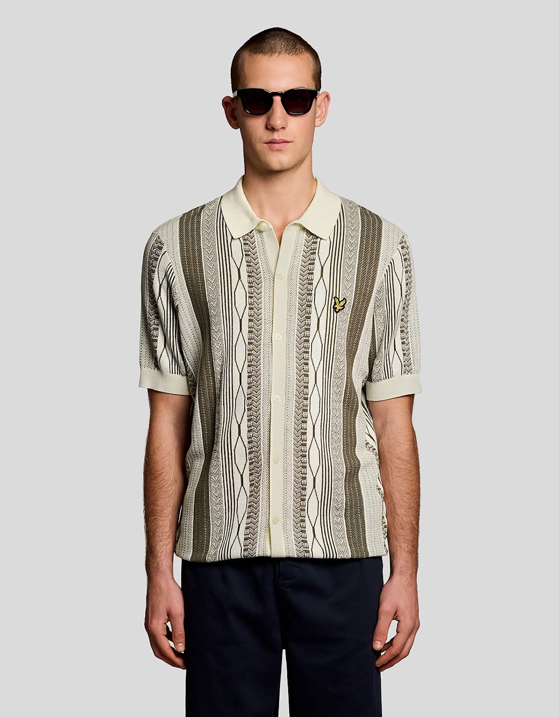 Lyle And Scott Men's Jacquard Knitted Polo Shirt  34 Xs