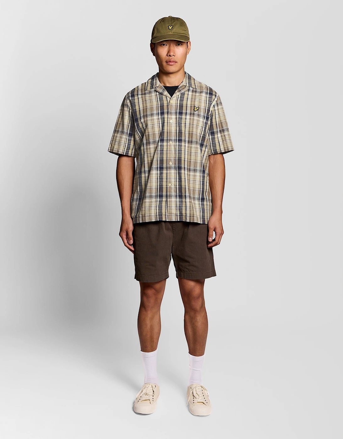 Short Sleeve Linen Blend Check Shirt