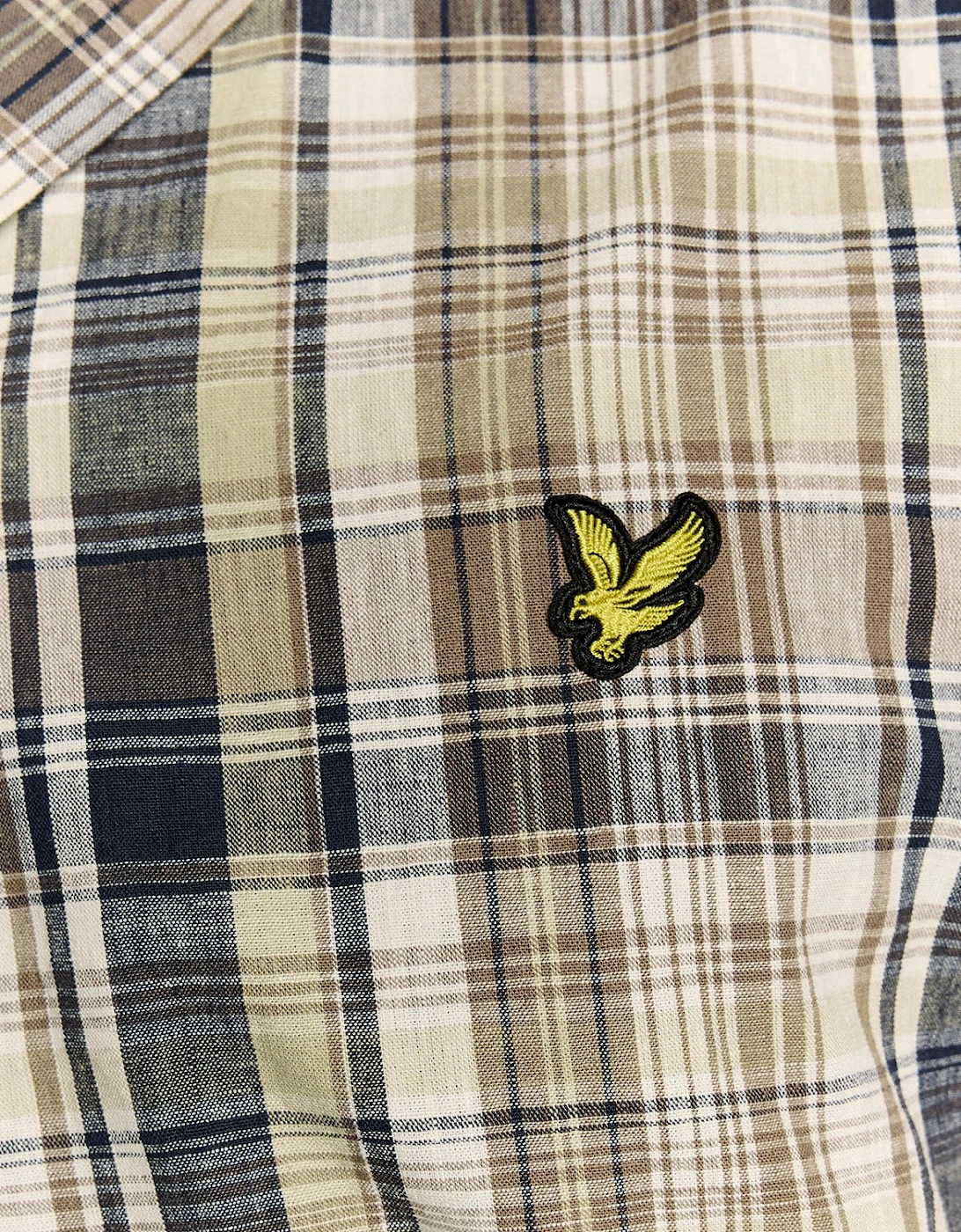 Short Sleeve Linen Blend Check Shirt