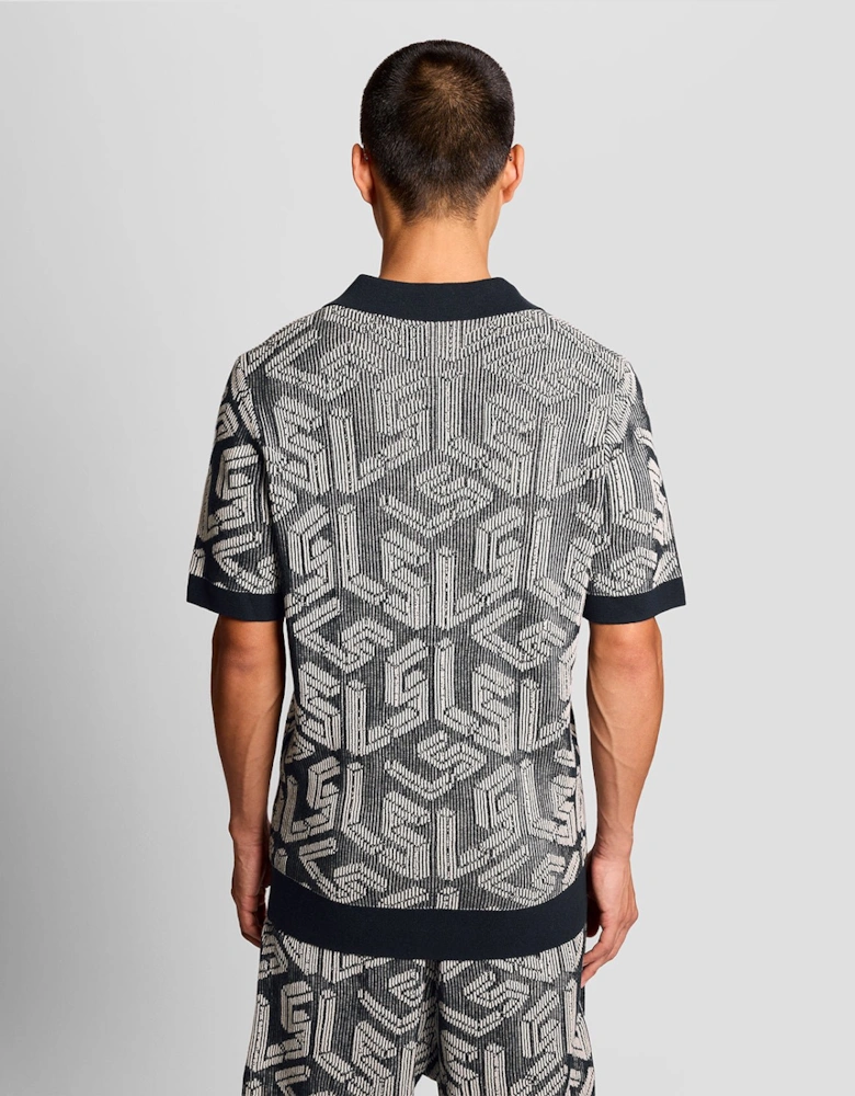 Emblem Ribbed Knitted Polo Shirt