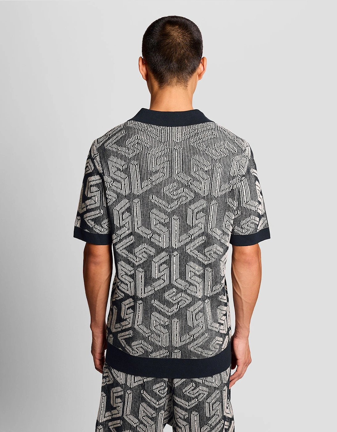 Emblem Ribbed Knitted Polo Shirt