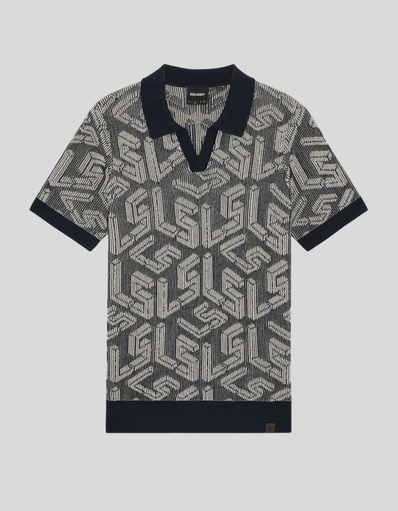 Emblem Ribbed Knitted Polo Shirt