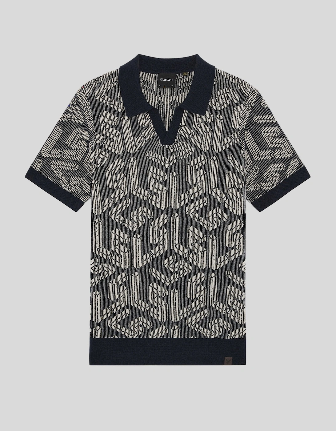 Emblem Ribbed Knitted Polo Shirt