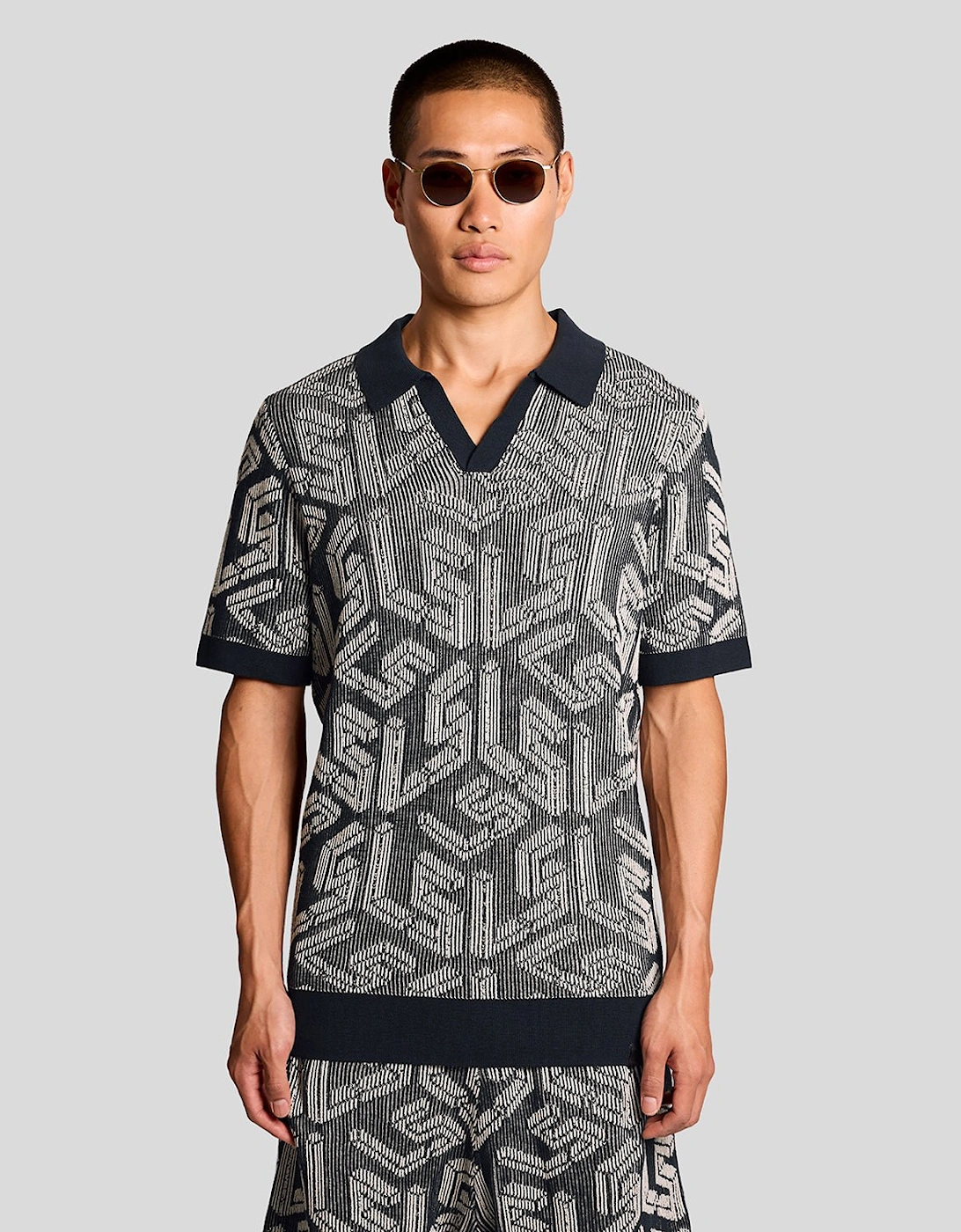 Emblem Ribbed Knitted Polo Shirt, 7 of 6