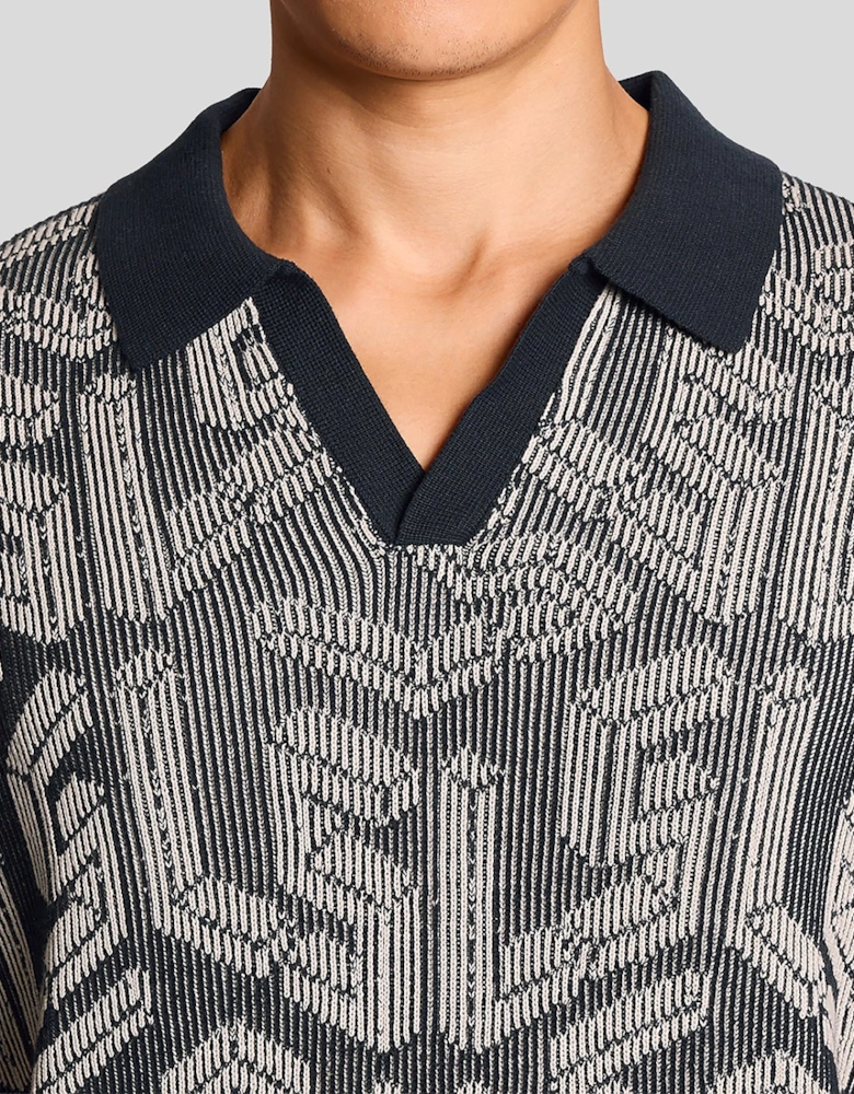 Emblem Ribbed Knitted Polo Shirt