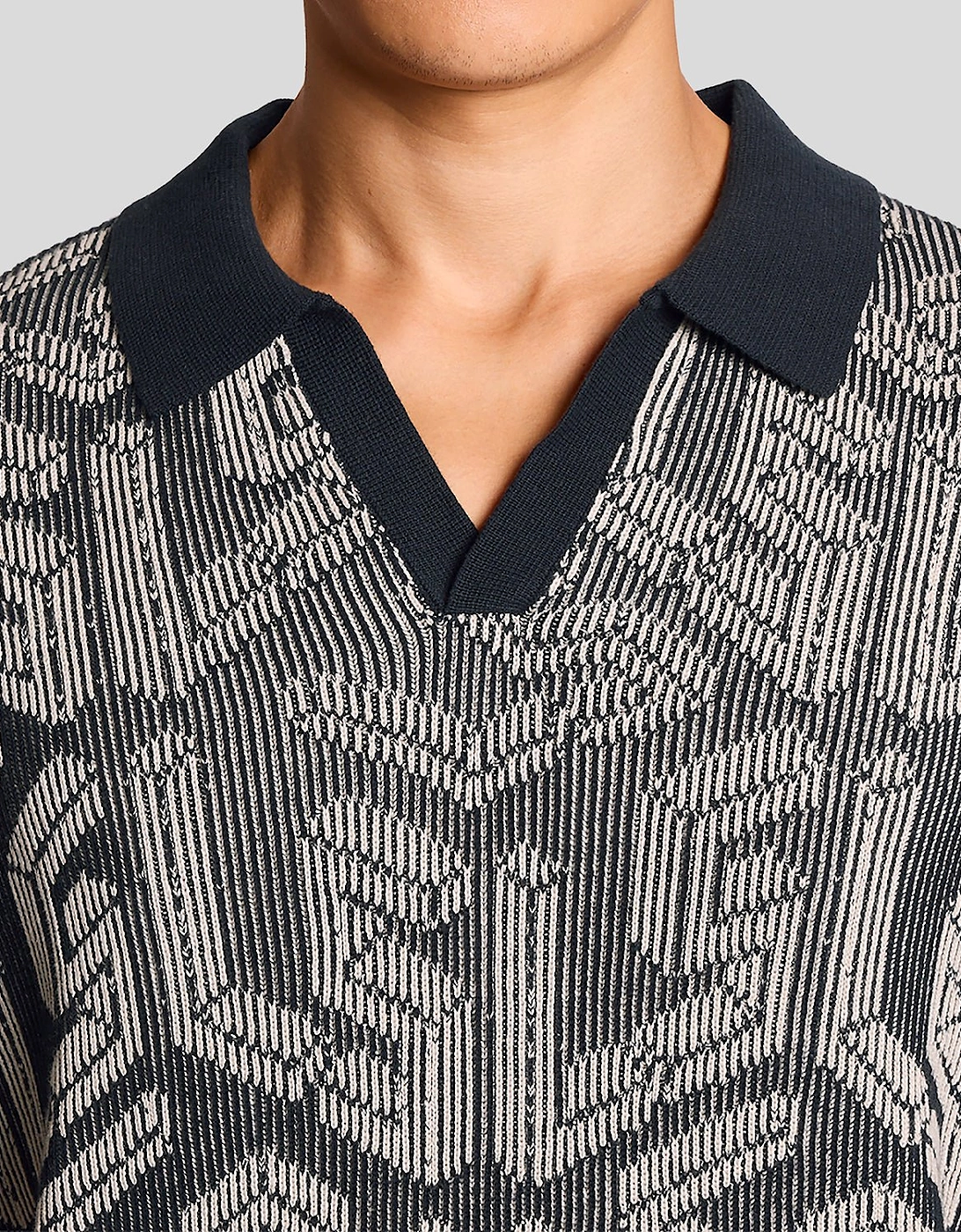 Emblem Ribbed Knitted Polo Shirt