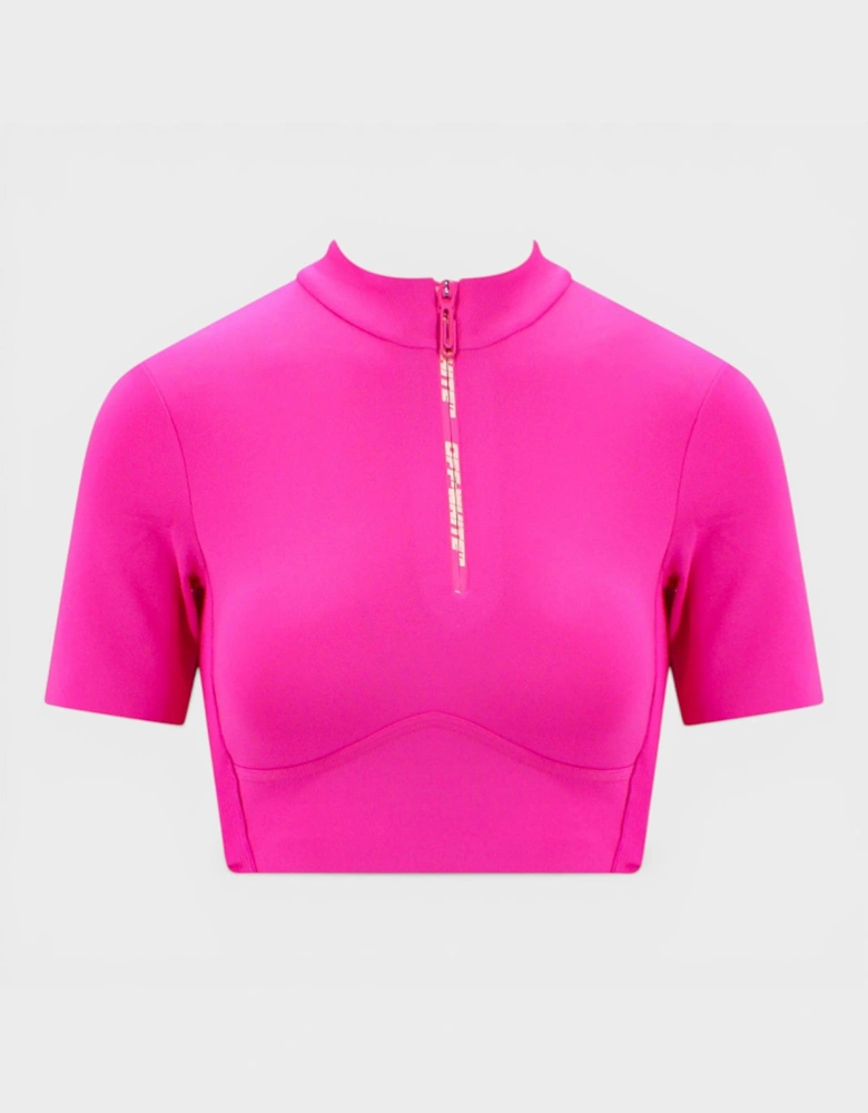 Zip Logo Crop Tee Fuchsia