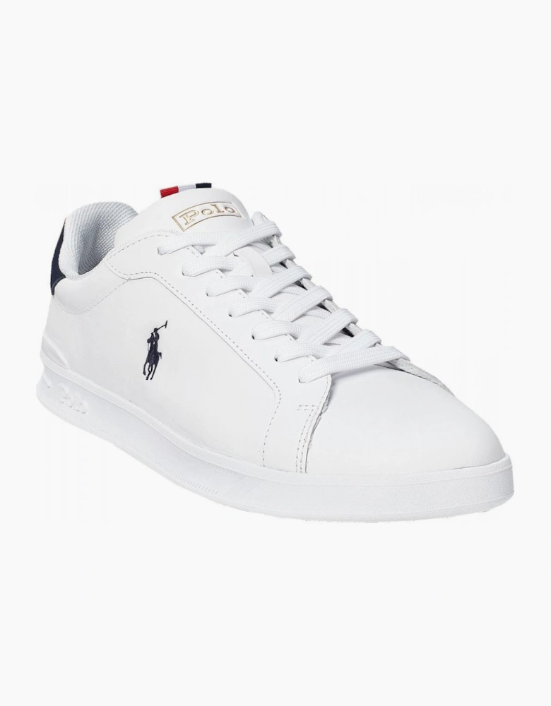 Ralph Lauren Men's White Heritage Court Leather Trainer