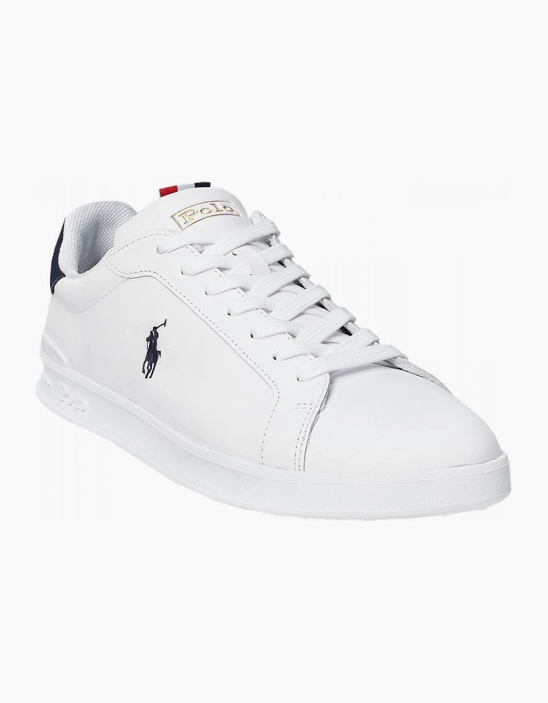Ralph Lauren Men's White Heritage Court Leather Trainer