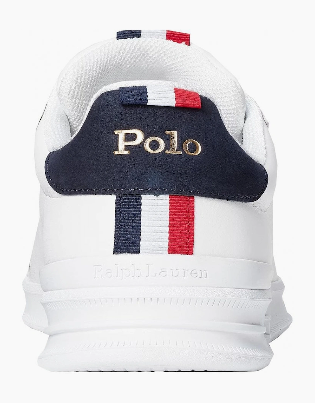 Ralph Lauren Men's White Heritage Court Leather Trainer