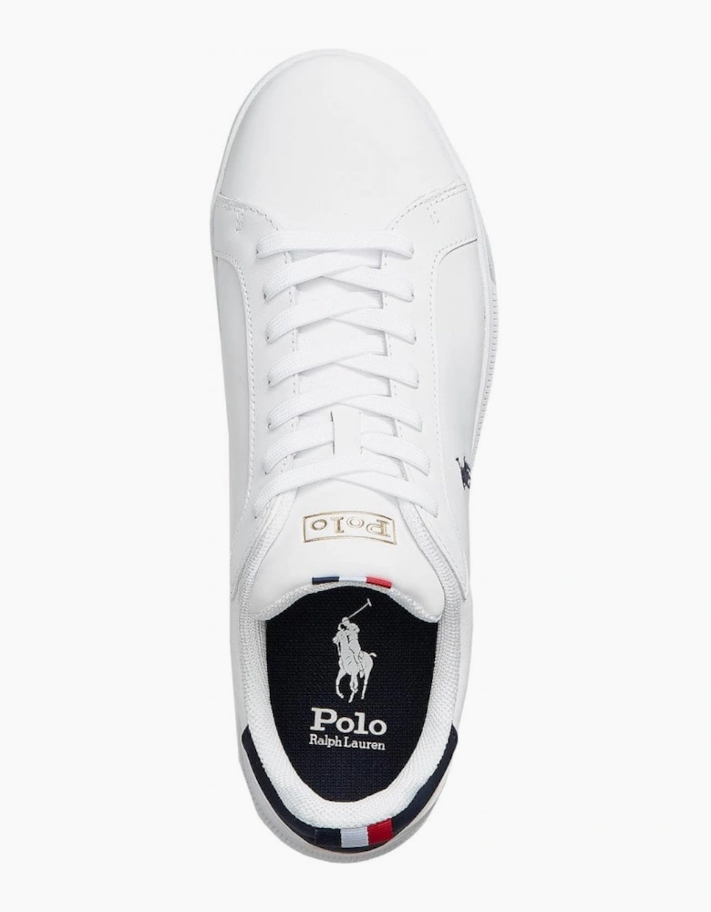 Ralph Lauren Men's White Heritage Court Leather Trainer
