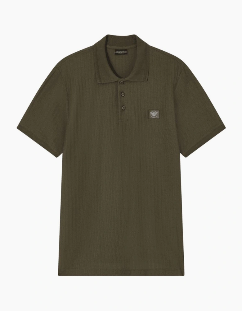 Textured Cotton Olive Green Polo Shirt