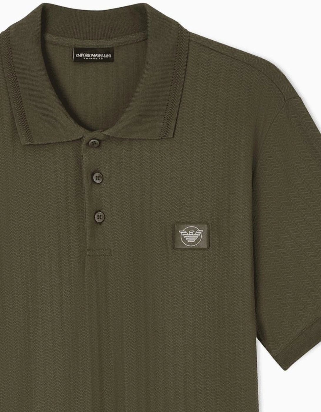 Textured Cotton Olive Green Polo Shirt