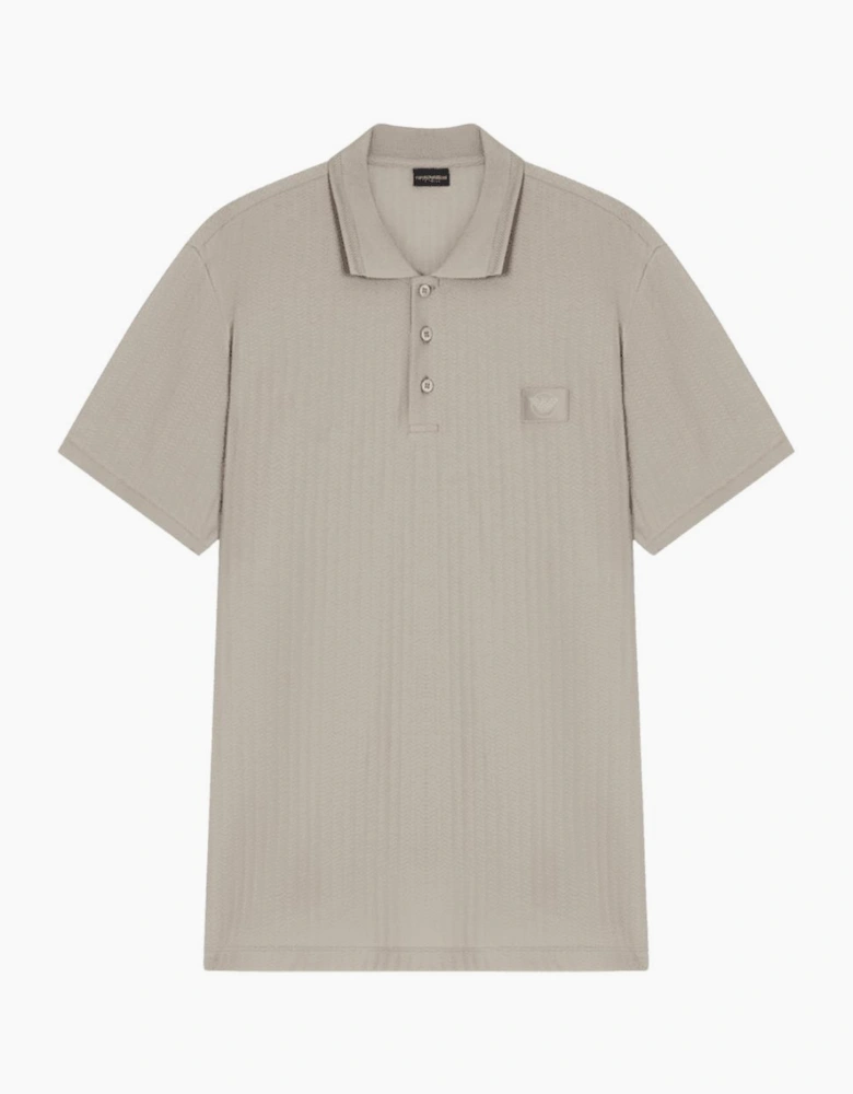 Textured Cotton Beige Polo Shirt