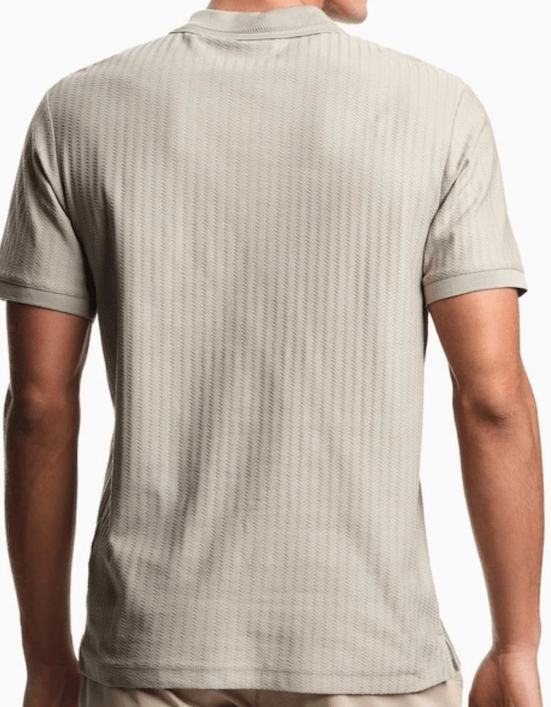 Textured Cotton Beige Polo Shirt