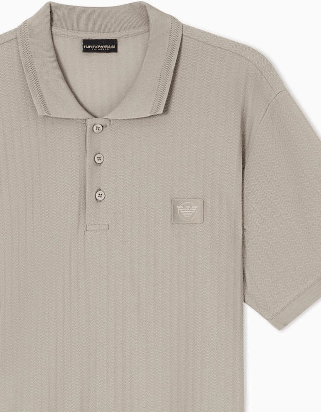 Textured Cotton Beige Polo Shirt