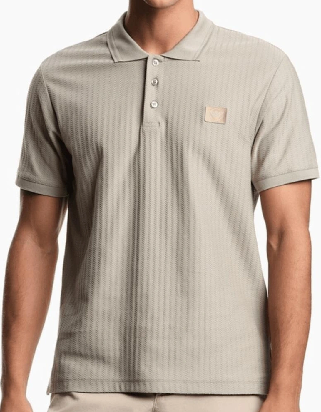 Textured Cotton Beige Polo Shirt