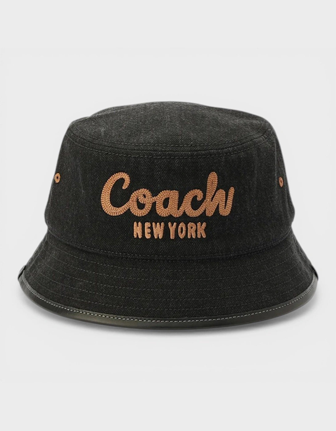 Embroidered Denim Bucket Hat Black