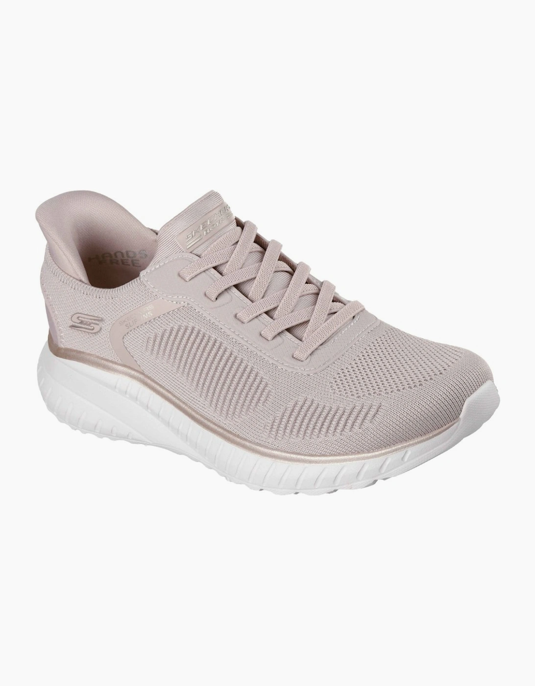 Skechers Women's Natural Gold Textile Bobs Sport Squad Chaos Current Muse Trainers - Size 6