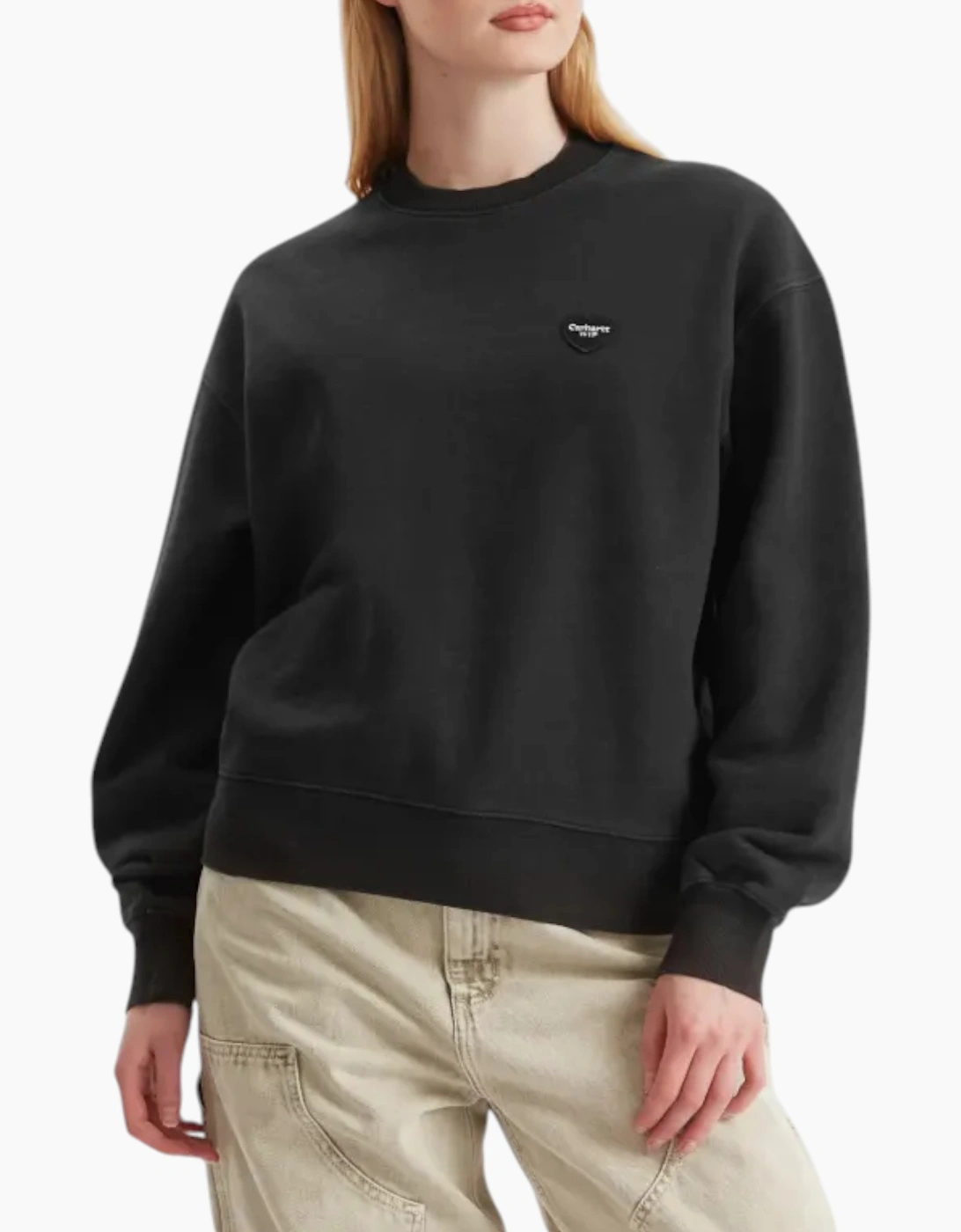 Carhartt WIP Womens INGO Sweatshirt Crew Neck Drop shoulders Heart Patch Jumper