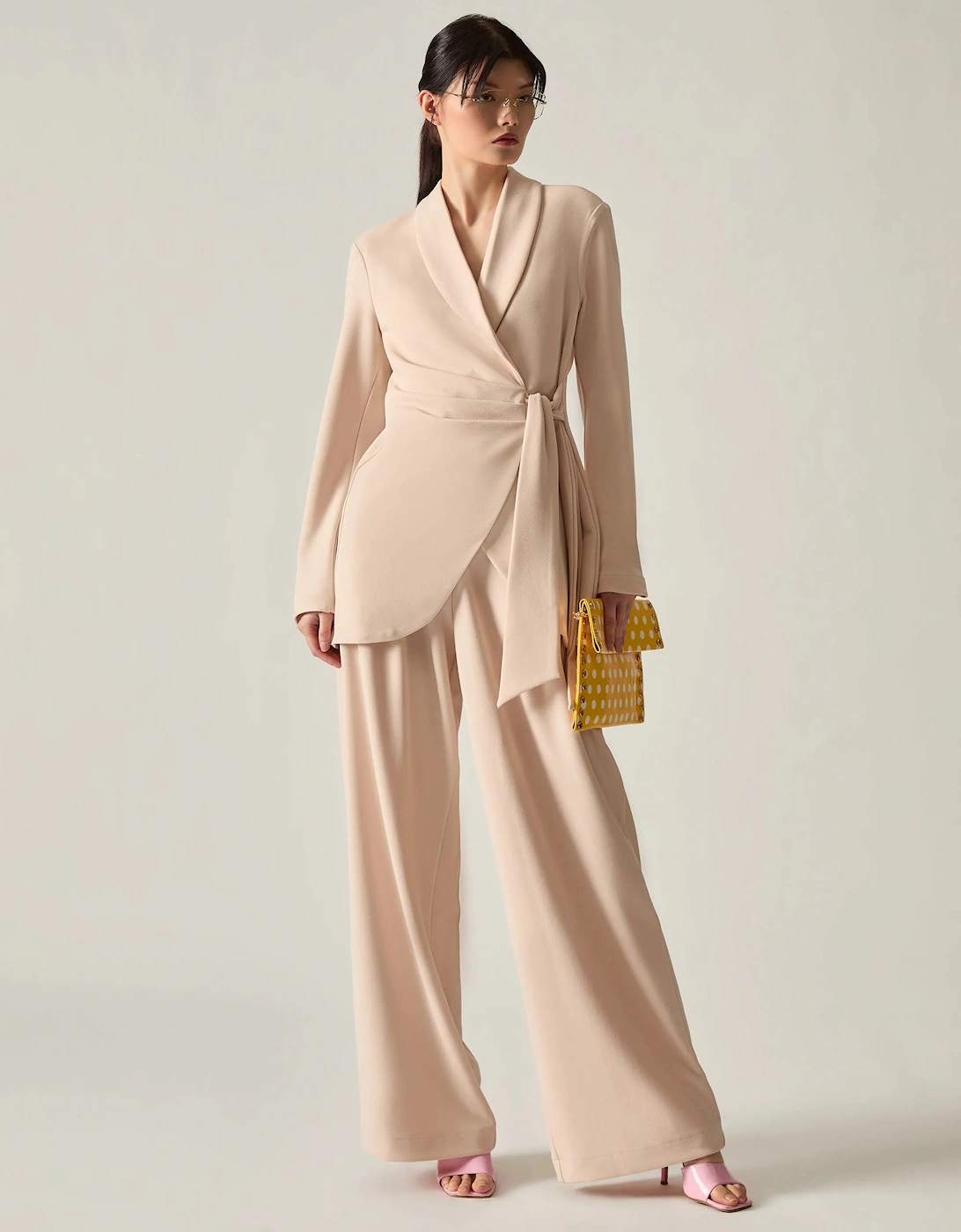Cream Side Sash Blazer