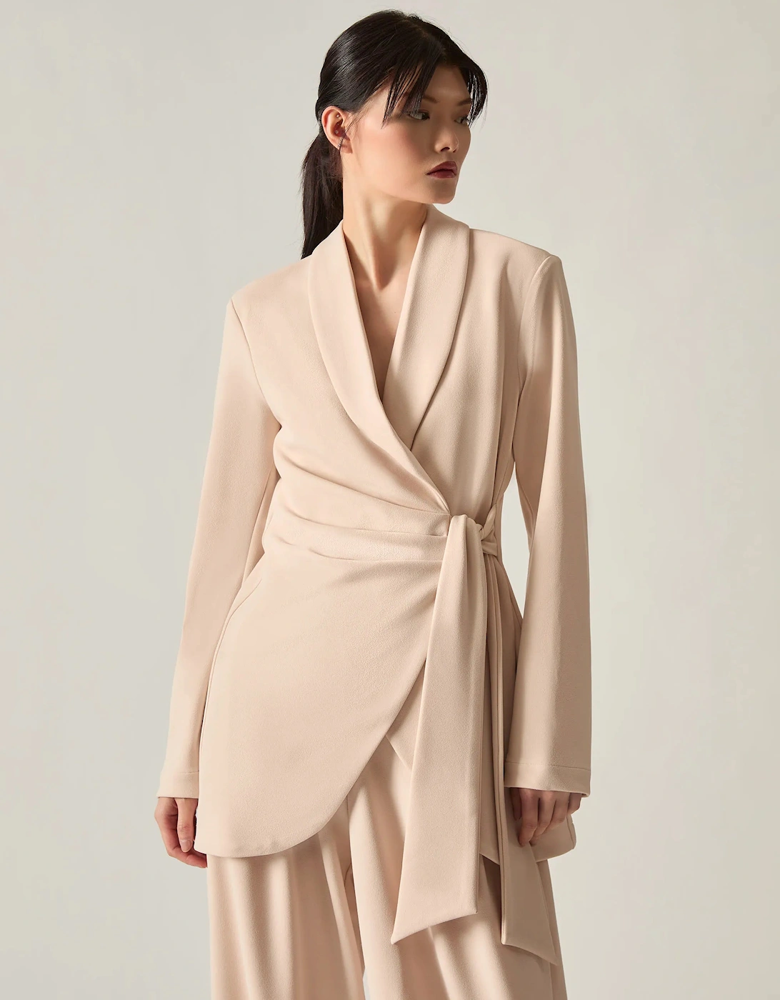 Cream Side Sash Blazer