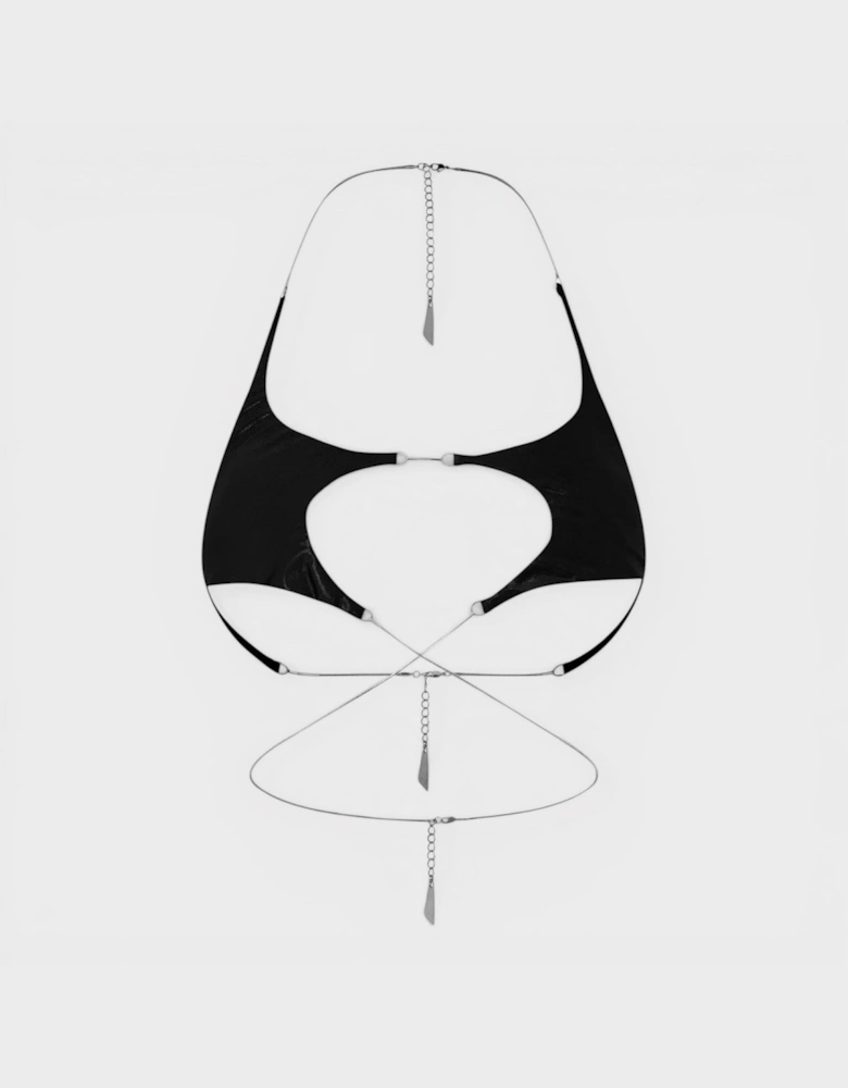 Mugler Star Cutout Bikini Top Black