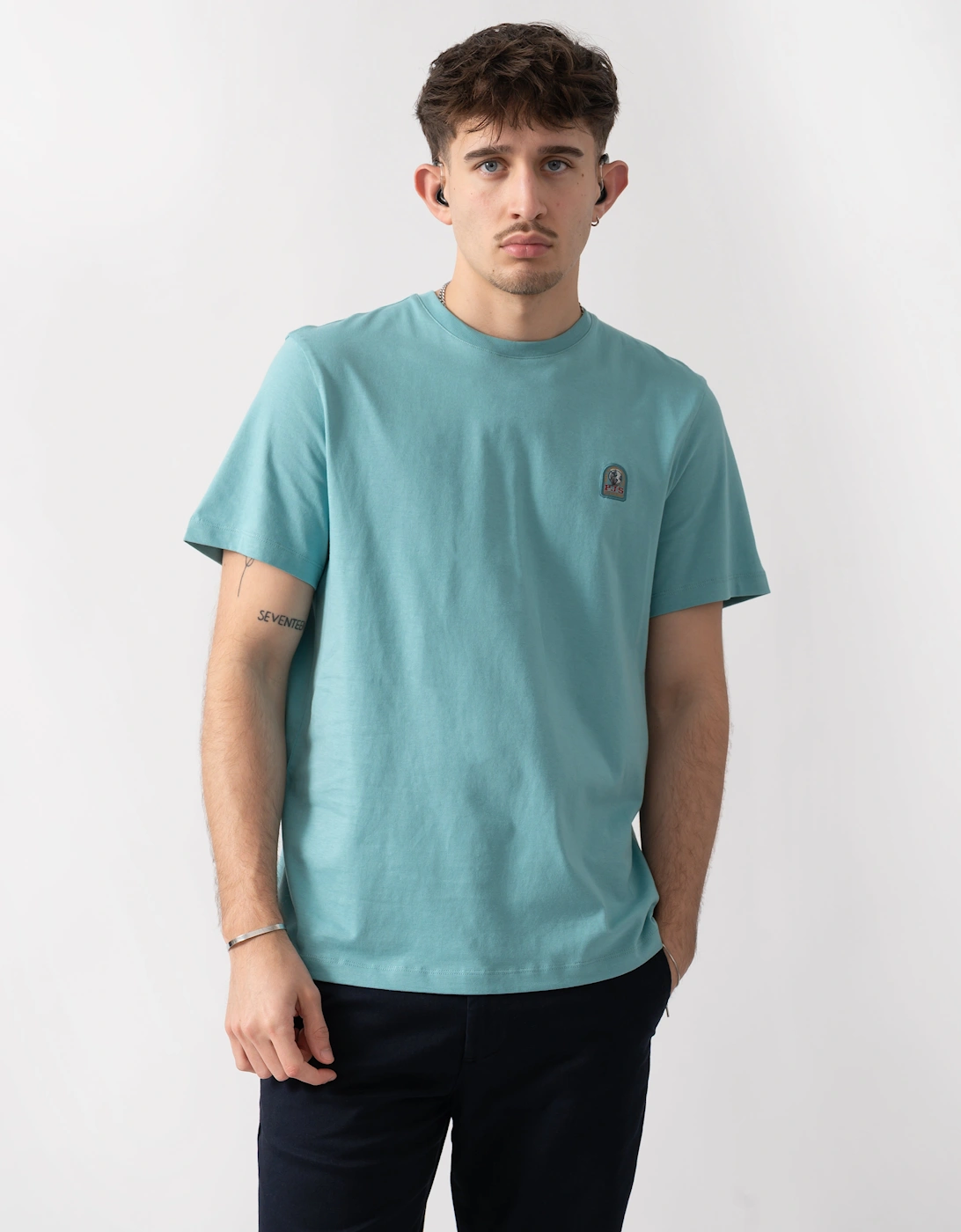 Parajumpers Men's Blue Patch T-Shirt - Aqua 522  38 M
