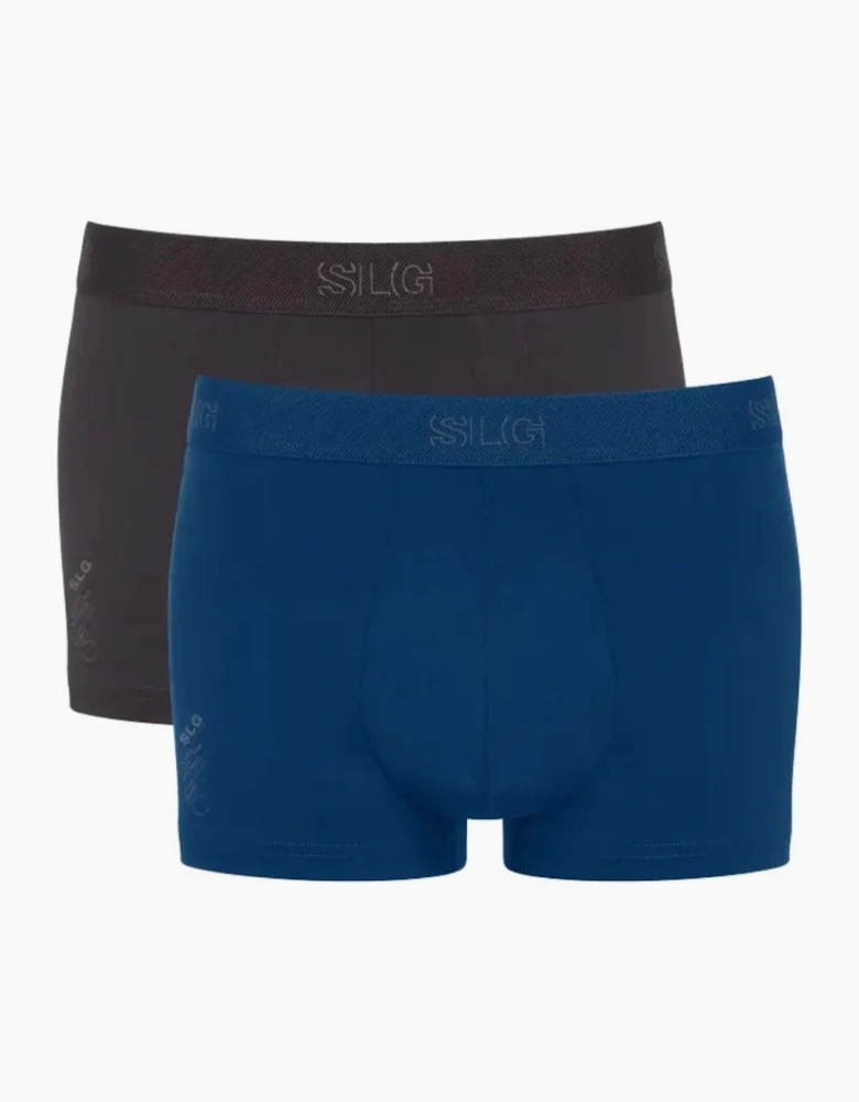 2-Pack SLG Base Boxer Trunks, Blue/Charcoal