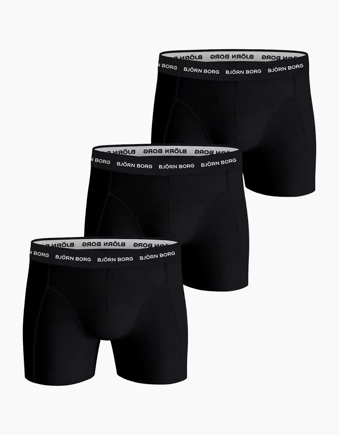 Bjorn Borg Men's Black/Black/Black 3-Pack Classic Logo Boxer Briefs, - Size 37/36/32
