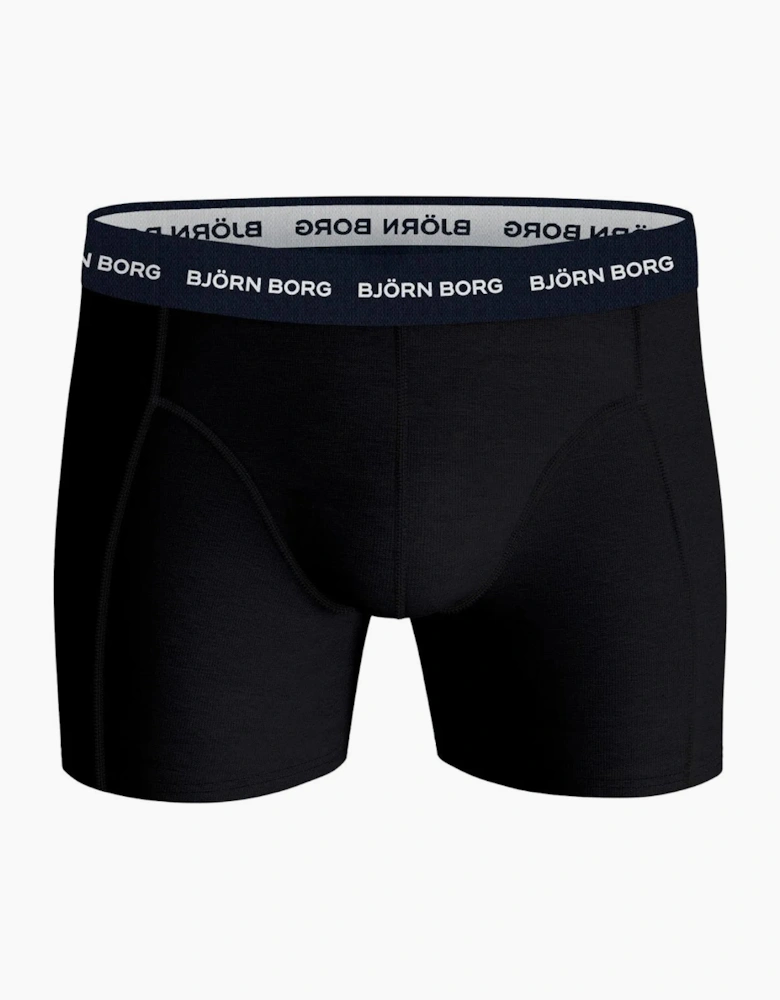 3-Pack Contrast Waistband Boxer Briefs, Black w/ red/blue/navy