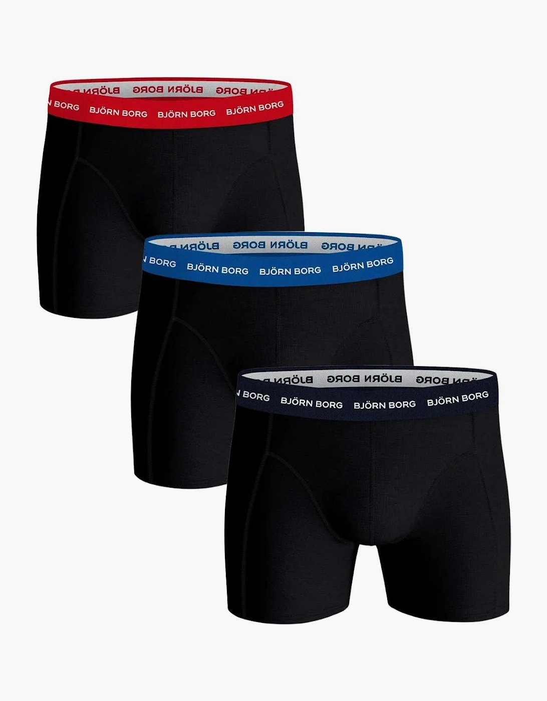 3-Pack Contrast Waistband Boxer Briefs, Black w/ red/blue/navy, 6 of 5