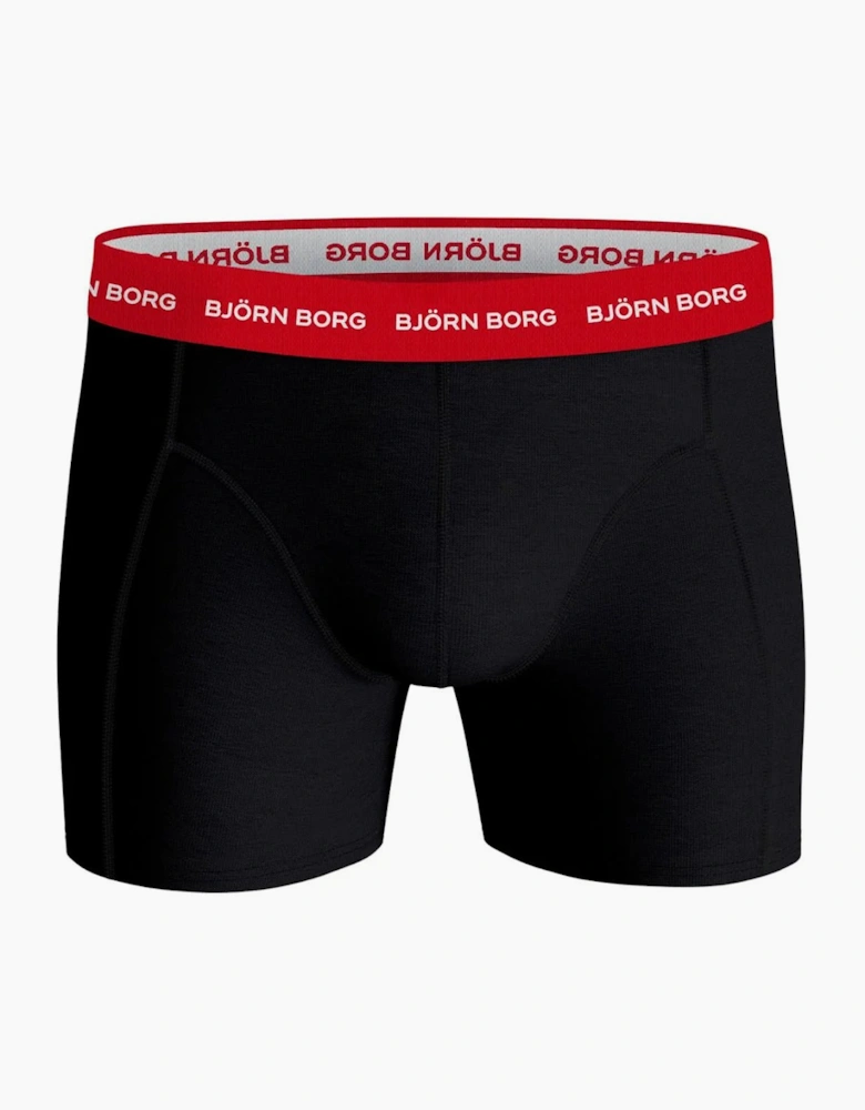 3-Pack Contrast Waistband Boxer Briefs, Black w/ red/blue/navy
