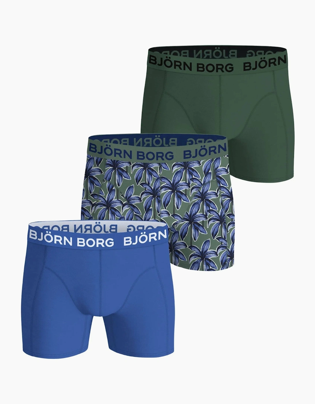 3-Pack Flower Print Boxer Briefs, Blue/Green, 7 of 6