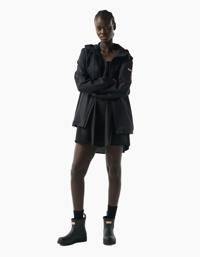 Hunter Hunter Packable Rain Unisex Adults Black Rain Jacket