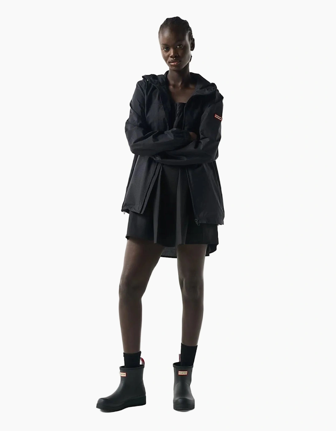 Hunter Hunter Packable Rain Unisex Adults Black Rain Jacket