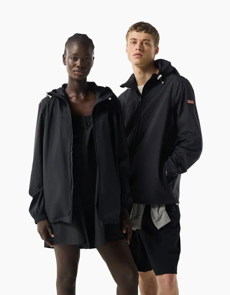 Hunter Hunter Packable Rain Unisex Adults Black Rain Jacket